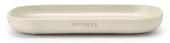 Brabantia - Renew Porte-Savon - Base Douce Antidérapante - Les Nervures Gardent Le Savon Haut & Sec - Anti-Rayures - Anti-Corrosion - Accessoire de Salle de Bains - Soft Beige - 13,5 x 8 cm