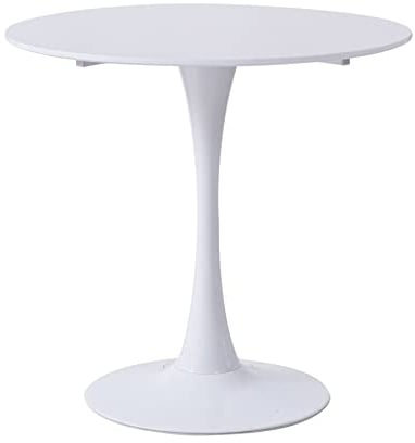 EGOONM Mesa de Comedor Redonda Moderna con Base de Pedestal, Mesa de Ocio de Mediados de Siglo para Cocina, Comedor y Sala de Estar, 80 * 80 * 75 cm (Blanco)