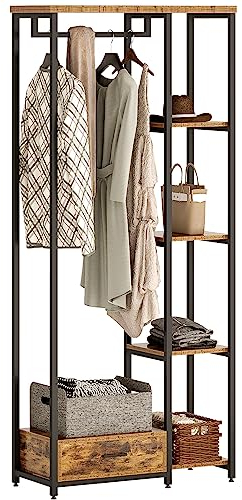 soges Portant à Vêtements Penderie Garde-robes Porte-manteau en Métal avec Étagères de Rangement Tiroir et Barre de Suspension 80 x 34 x 180 cm