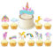 11 Stück Einhorn Tortendeko,Cake Topper Einhorn Unicorn Cake Topper Unicorn Cake Decoration Kuchen Deko Einhorn Regenbogen Schloss Wolke Cupcake Topper Dekoration für Kinder Einhorn Thema Party