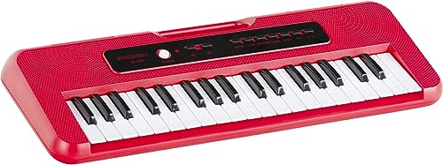 McGrey KK-2501 Tastiera per bambini con 37 tastiera - Include microfono e maniglia per il trasporto - Funzionamento a batteria - Pianola 4 toni e 10 canzoni dimostrative per musicali - Rosso
