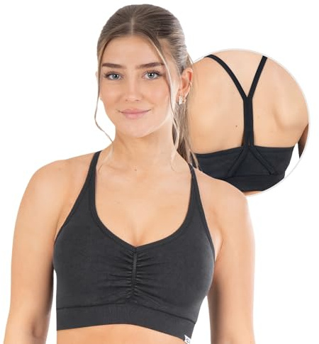 SMILODOX Sport BH Damen - Batik Acid Scrunch Sport Bra - Blickdicht rutschfest Crop Top - Schöner Rückenausschnitt - Atmungsaktive Tank Top für Yoga Fitness Gym