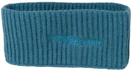 styleBREAKER Damen Strick Stirnband mit Rippenmuster, styleBREAKER Logo Stick, warmes Winter Haarband, Headband 04026068, Farbe:Blau