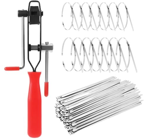 Faankiton 200 Pezzi Fascette Metalliche, Fascette Acciaio Inox Autobloccanti, Stringicavo Acciaio, Fascette Cerniera Inox, Fascette Metallo (4.6 * 200/300 mm, con Pinze per Morsetti CV)
