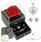 Ewige Rose Schmuckset, Herz Silberkette Ohrringe Armbänder Geschenkbox, mit Grußkarte & Geschenktasche, Überraschung & Viel Liebe, Muttertag Valentinstag Geburtstag Unvergessliches Geschenk für Frauen