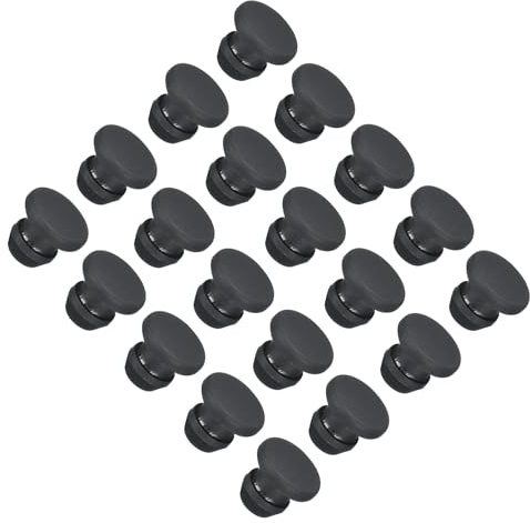 QUARKZMAN Bouchon de Trou en Silicone à Verrouillage à Pression 5mm de Diamètre Joint de Panneau pour Panneau Affleurant Bouchon Caoutchouc Rond pour Cloisons de Cuisine, Noir, 20 Pcs