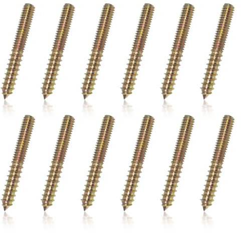 LOUZAGO 12 pernos de suspensión, tornillos de doble cabeza de 3/8-16 pulgadas x 3 pulgadas, tornillo de clavija de madera autorroscante para muebles (3/8-16 pulgadas x 3 pulgadas)