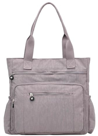 Dachkoffer Taschen Lässige Damen-Handtasche mit Taschen und Reißverschluss, Nylon-Schulter-Aufbewahrungstasche Taschen Beutel Damen (Grey, One Size)