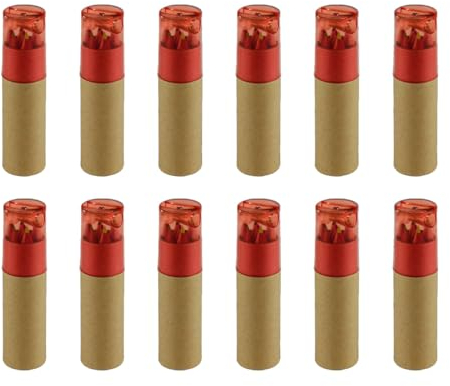 WPRO Mini Buntstifte Kinder Tilly – 12x Set à 6 Farben mit Dose & Anspitzer | Mitgebsel für Geburtstag, Einschulung & Feier | Kompakte Holzstifte für Jungen & Mädchen | Kreativ & handlich rot