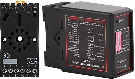 Jiawu Détecteur de Boucle de Véhicule, Capteur Inductif Double Canal PD132, Haute Précision 220 V pour Le Stationnement de Voiture avec Rouleaux de Boucle