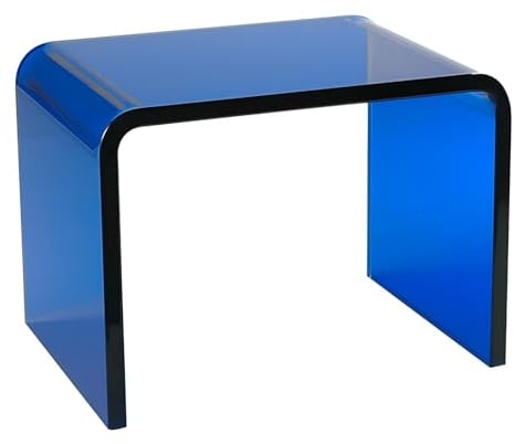 Eiauiuo Beistelltisch Blau Farbe Modern Couchtisch Kreativität U-förmiger Runder Rand Design Minimalismus Mode Acryl Beistelltisch Sofatisch Mode für Schlafzimmer Nachttisch Cafe Büro 32x23x23.5cm