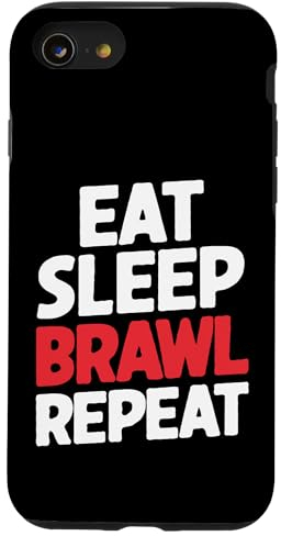 Hülle für iPhone SE (2020) / 7 / 8 Eat Sleep Brawl Repeat Funny Stars Videospieler