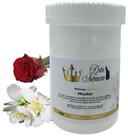 Dufte Momente | Sauna Zucker Körperpeeling 900g | Campo de Fiori (Geranium, Jasmin, Orchidee, Rose) | für empfindliche Haut | vegan und ohne Tierversuche