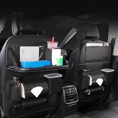 Car Back Seat Organiser für Audi A8 TT Q2 Q3 Q5 Q7 Q8 S-Line, Auto Rückenlehnenschutz Autositz Organizer mit Faltbarer Tischablage Auto Organizer Kinder,Black 1-Pack