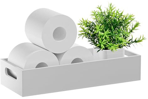 VITVITI Wooden Toilet Roll Storage, Bamboo Bathroom Towel Storage, Wooden Box over Toilet Storage Unit, Kitchen Accessories Organiser - White
