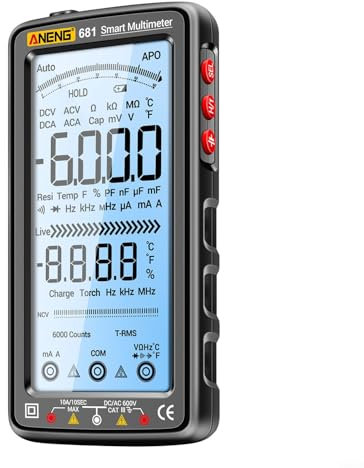 Multimetro digitale, ricarica USB, schermo LCD ad alta precisione, multi tester voltmetro NCV non misura (nero)
