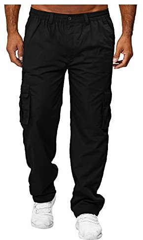 Mens Straight Fit Cargo Trousers, Mens Combat Cargo Work Trousers Mens Cargo Sweatpants Men Jogger Elastic Waist Workwear Pants Regular Fit Drawstring Sweatpants With Zip Pockets Wide Leg Trousers