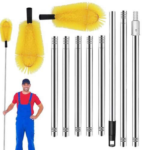 Vriusi Teleskop Dachrinnenreiniger Bodenreiniger Dachrinnenreiniger | Dachrinnenreiniger mit flexiblem Bürstenkopf zur Reinigung | Sicheres Werkzeug für die Dachrinnenreinigung