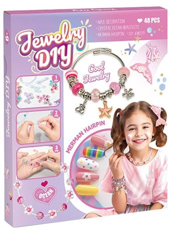 Charm-Armband-Herstellungsset,Meerjungfrau-Perlenspielzeug-Set | Bastelset für Kinder zum Basteln von Armbändern - Handgefertigtes Perlenset in leuchtenden Farben für Thanksgiving, Geburtstag, Kindert