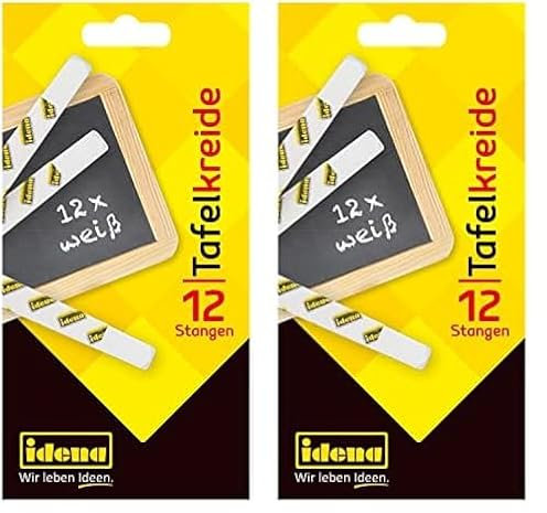 Idena 621721 - Tafelkreide in Faltschachtel, 12 Stangen, weiß (Packung mit 2)
