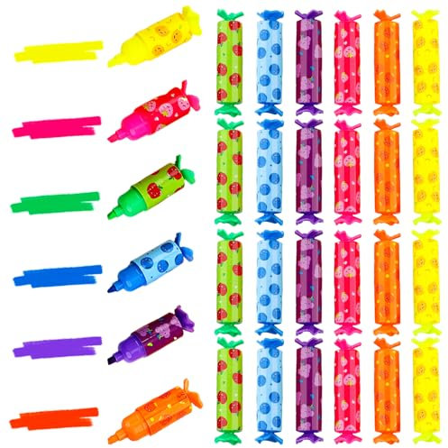 NHDDGR Mini Evidenziatori Colorati a Forma Di Caramella, 24 Pcs Gadget Compleanno Bambini Regalini Fine Festa Compleanno Evidenziatori Colorati Idee Regalo per Scuola, Compleanni E Feste Di Fine Anno