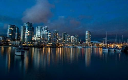 1000 piece Puzzle for Adults Jigsaw Puzzles VANCOUVER SKYLINE AT NIGHT GLOSSY POSTER PICTURE PHOTO canada canucks bc A056 Challenging Puzzles for Friends Family