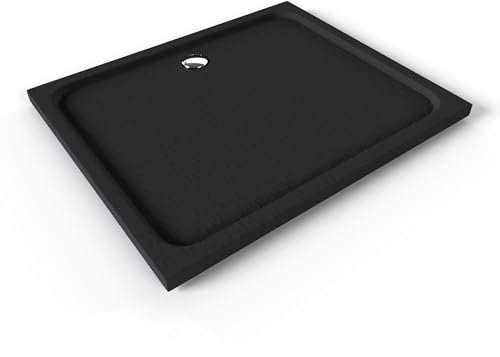 SHIMMER STONE Receveur de douche 100 x 120 cm acrylique Noir effet pierre + bonde et siphon inclus - Salle de bain