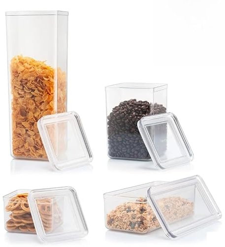 Bodum Set of 12 Storage Jars with Lids CANTEEN - BPA-Free & Dishwasher Safe Food Containers - Stackable & Transparent