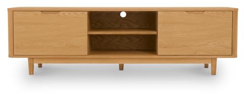 Furnhouse Nyborg TV Schrank Lowboard | Massivholz Eiche Natur Geölt | 180 cm Breit Soft-Close – Skandinavisches Design für Fernseher bis 75 Zoll