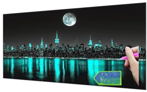 Diamond Painting New York City Night Scene, 5D Diamant Painting Bilder Erwachsene Groß, Diamond Painting Set for Adults and Beginners, DIY Mosaic Making Craft Set for Home Wall Decor 20x40 cm T-819
