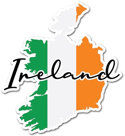 Vinyl-Aufkleber #82892 Irland-Flagge, 10 cm, Irische Karte, Reisen, Urlaub, Welt, Landschaft, Geographie, Schule, Standort, Aufkleber, Scrapbook, Aufkleber, 2 Stück