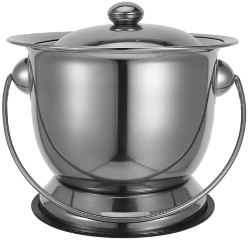 Vaguelly Pot de Chambre en Acier Inoxydable avec Couvercle, Seau à Urine Domestique Épais, Antibactérien et Antidérapant, Usage Adulte, Personnes Âgées et Femmes Enceintes, Hygiène