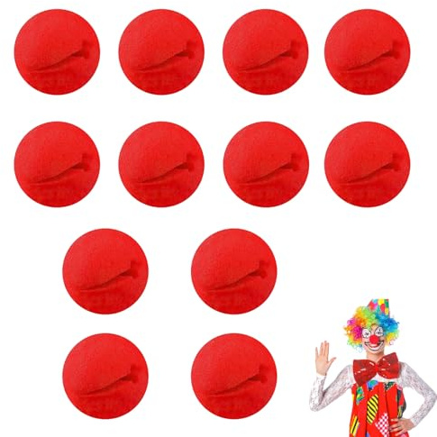 12 Stück Clownsnasen Rot, Clown Nase Rot, Clown Nase Erwachsene, Rote Nasen, Red Nose, Kostüm Clown Nase, für Kinderschminke Partys Karneval Fasching Zirkus Halloween Cosplay
