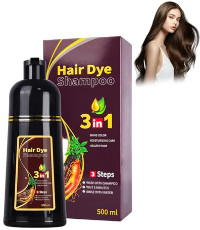 Wonsters 500ML Shampoo colorante per capelli castano scuro per capelli grigi, shampoo colorante istantaneo per uomini e donne, shampoo colorante Hair Color per uomini e donne (castano scuro)