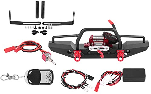 Respicefinem Aluminum Alloy Front Bumper with Winch for TRX-4 RC Car Crawler Upgrade Part Winch Mount Seat Compatible RC Crawler Car Upgrade Part