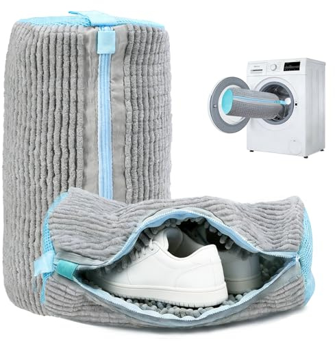 2 Stück Schuhwaschbeutel Waschmaschine für Sneaker & Turnschuhe - Wiederverwendbarer Schuhsack mit Reißverschluss & Griff, 360° Reinigungsflaum, Extra Dick & Reißfest, Schuhbeutel für Waschmaschine