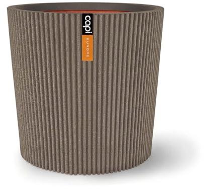 Capi Europe - Gefäß konisch Groove NL - 45x41 - Warm Taupe - Blumentopf für den Innen- und Außeneinsatz - Übertopf - Pflanztopf - Pflanzgefäß - Kunststoff - KGVWT613