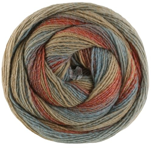 LANA GROSSA Gomitolo Gala| Dochtgarn im Farbverlauf mit dezentem Lurex-Effekt | Handstrickgarn aus 60% Schurwolle, 38% Polyacryl & 2% Polyester | 200g Wolle zum Stricken & Häkeln | 700m,FB 4033