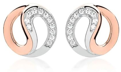 Echtsilber Ohrstecker bicolor rosegold Silber Zirkonia