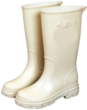 LSNNMU Stivali Da Pioggia Per Adulti Stivali da pioggia alti donna, impermeabili, lavoro, giardino, pesca, acqua, esterno(White,37)