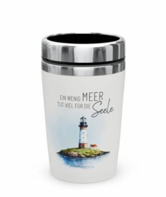 La Vida Zeit für Dich Thermobecher to go 240 ml - Leuchtturm- Ein bißchen Meer tut...