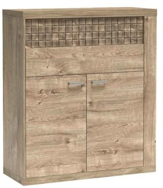 Masseno Kommode Yasuo 102 cm Sideboard mit Schubladen und 2 Türen für Wohnzimmer Schlafzimmer Modern 102x40,5x118,5 cm Eichefarben