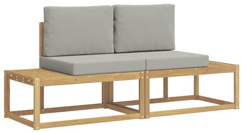 vidaXL Outdoor-Sofagarnitur 2 pcs Weiß und Hellgrau Polyester, Moderner Outdoor-Sofa, robuste Gartensitzmöbel, Lounge-Set für Terrasse, Pool und Gartenbereich