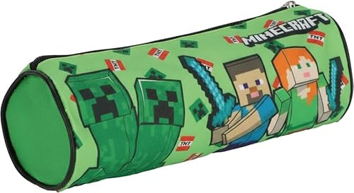 Minecraft - Trousse triple trousse pour l'école et la maternelle pour enfants et adolescents 22 x 12 cm Creeper
