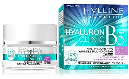 Eveline Cosmetics Hyaluron Expert Day and Night Cream 60+ - Advanced Anti-Ageing Treatment with Tri-Hyaluron, Ever Lift Complex & Blue Collagen for Intense Moisture and Firm Skin