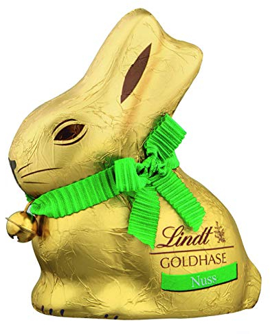 Lindt Schokolade GOLDHASE | 4 x 100 g | Vollmilch-Nuss-Schokolade in Hasenform zu Ostern | 20 % Haselnuss-Anteil | Osterschokolade | Schokoladengeschenk | Schokoladenhase | Osterhase