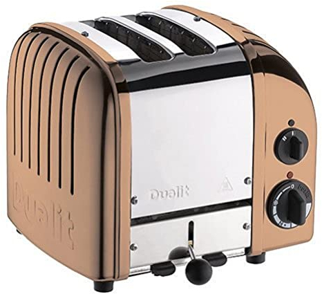 Dualit Classic 2 Slice Vario Toaster| Stainless Steel, Hand Built in the UK| Replaceable ProHeat Elements| Heat Two or Four Slots, Defrost Bread, Mechanical Timer| Replaceable parts|Copper, 27450