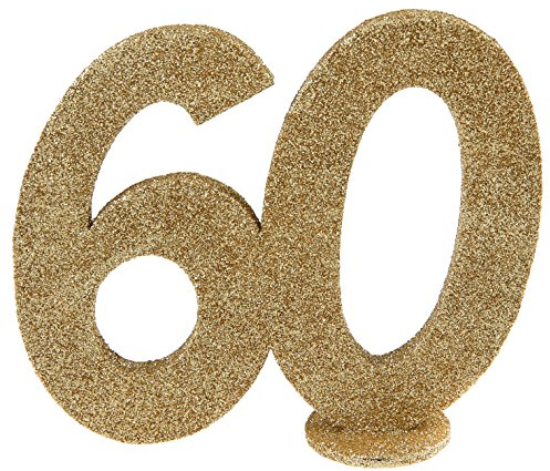 cama24com XXL Tischdeko Zahl 60 Geburtstag Gold Glitzer 1 Stück Party-Deko Palandi®