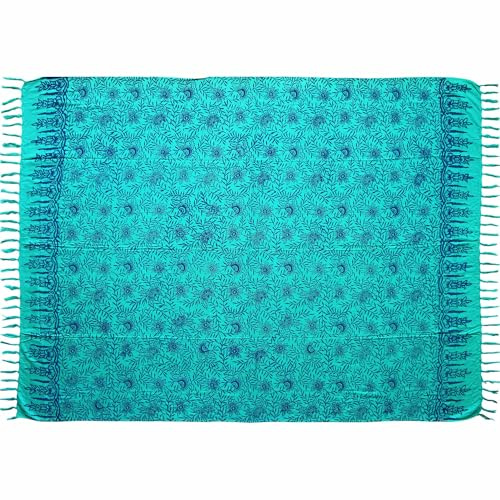 Wogeka Sarong – Blickdichtes luftiges Strandtuch in Türkis Blau für Damen & Herren als Pareo Wickelrock Cover Up Strandkleid Wrap für den Strand 95