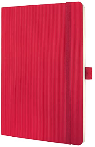 Sigel CO324 Notizbuch A5 kariert rot, Softcover, 194 nummerierte Seiten, nachhaltiges Papier, mit Inhaltsverzeichnis, Stiftschlaufe, Falttasche, Gummibandverschluss, Conceptum